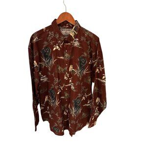 Bit & Bridle XL Mens Hunting-Themed Button-Up Shirt 100% Cotton Brown & Beige
